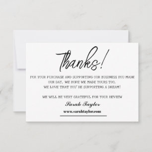 Business Tack Elegant Script Bold Anpassningsbar Kort