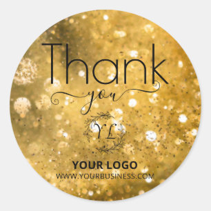 Business Tack - Guld Glitter - lägg till Logotyp Runt Klistermärke