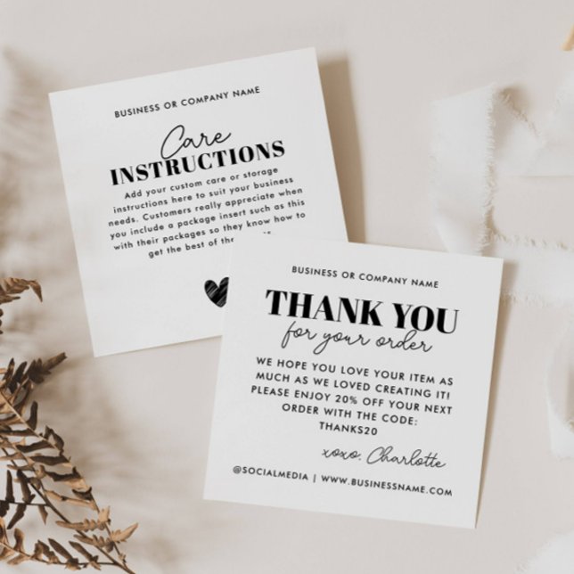 Business Tack Heart Care Instruction Fyrkantigt Visitkort (Skapare uppladdad)