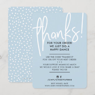 BUSINESS TACK, modern baby blue, skriven Tack Kort