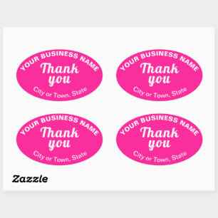 Business Tack Texter om Rosa Oval Sticker Ovalt Klistermärke
