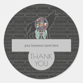 Business Tack Tribal Varg Grått Runt Klistermärke