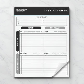 Business Task Planner Priority Matrix Notepad Anteckningsblock