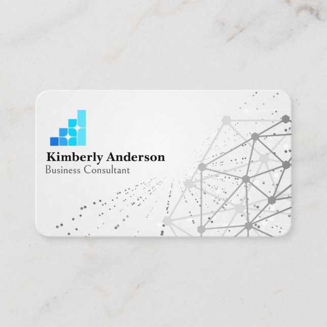 Business Tech-logotyp | Nätverksbakgrund Visitkort (Framsida)