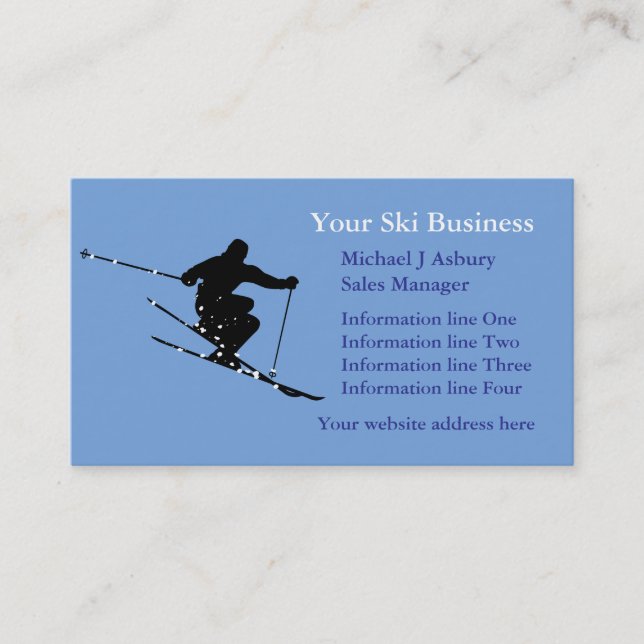 Business Template för Blue Snö Skier Logotyp Visitkort (Framsida)