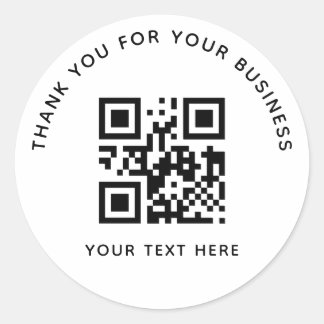 Business Thank You Custom QR Code White Runt Klistermärke