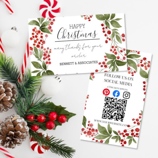 Business Thank You happy holidays christmas insert Visitkort (Skapare uppladdad)
