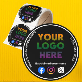 Business Thank You Logo Social Media Classic Round Runt Klistermärke