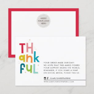 BUSINESS THANKFUL fet roligt-typografi med fetstil Tack Kort