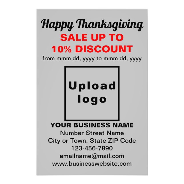 Business Thanksgiving Sale on Grått Photo Papper Fototryck (Framsidan)