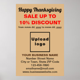 Business Thanksgiving Sale on Light Brown Poster