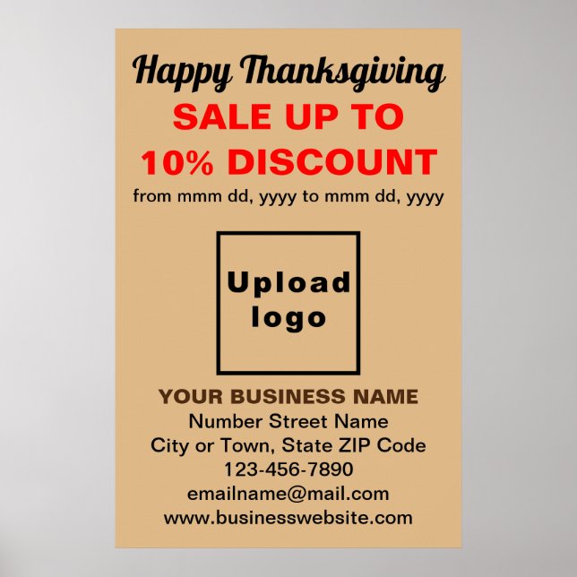 Business Thanksgiving Sale on Light Brown Poster (Framsidan)