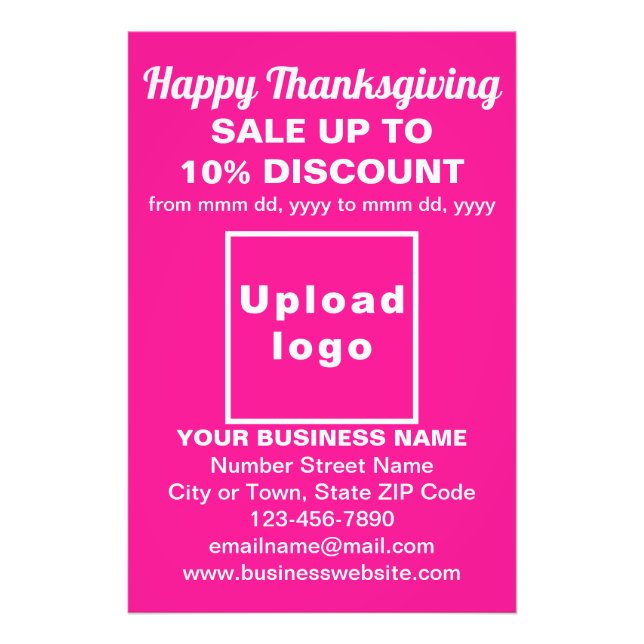 Business Thanksgiving Sale on Rosa Photo Papper Fototryck (Framsidan)
