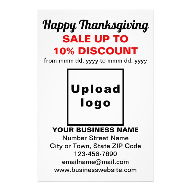 Business Thanksgiving Sale on White Photo Papper Fototryck (Framsidan)