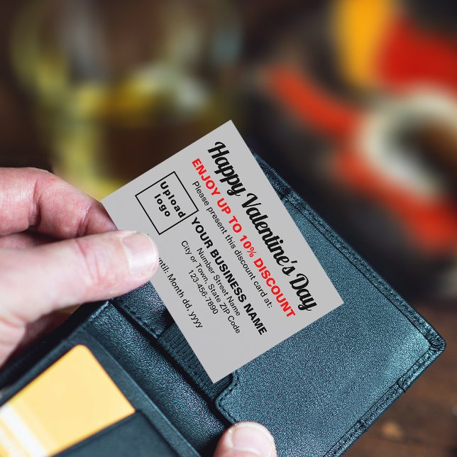 Business Valentine Grått-rabattkort Rabattkort (Attract more customers this Valentine's Day. Business Valentine gray discount card.)