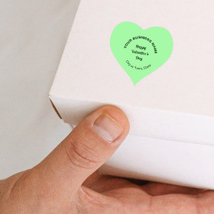 Business Valentine Hälsning på Ljust grönt Hjärtformat Klistermärke