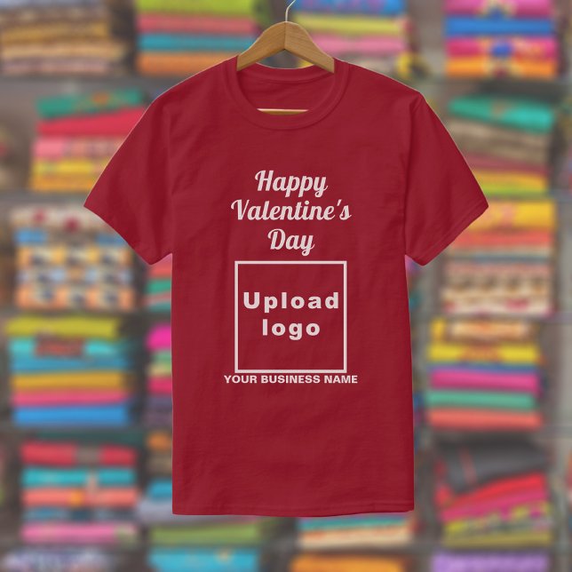 Business Valentine Hälsning på Maroon T-Shirt (Maroon t-shirt with your business name and logo and with Happy Valentine's Day greeting.)