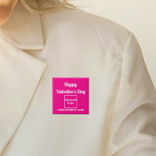 Business Valentine Hälsning på Rosa Square-knappen Knapp
