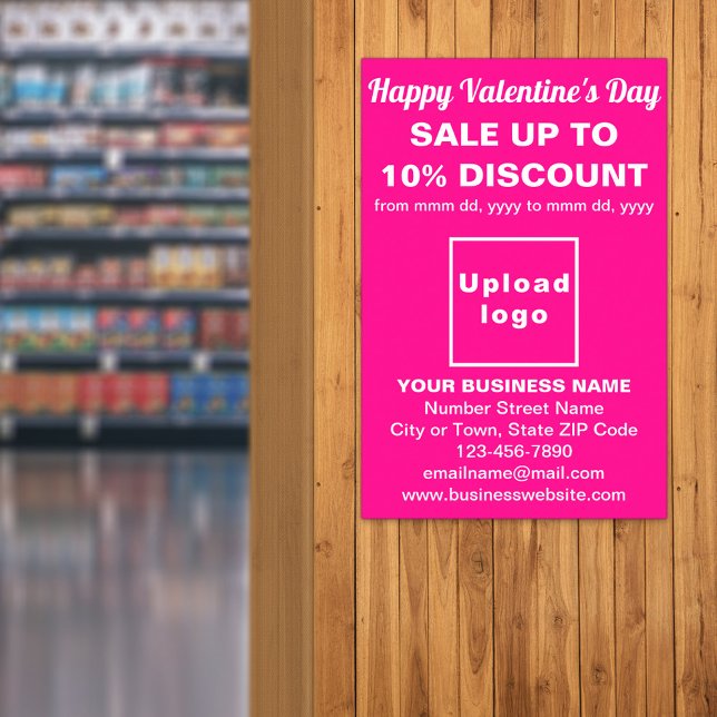 Business Valentine Sale på Rosa Poster (Business Valentine sale on pink poster. Signage to attract more customers.)