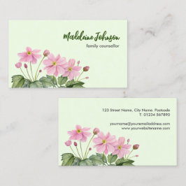 Business Watercolor Gentle Rosa Japanemone Visitkort