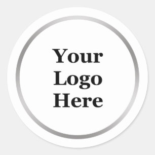 Business White och Silver Gräns Din Logotyp här Runt Klistermärke