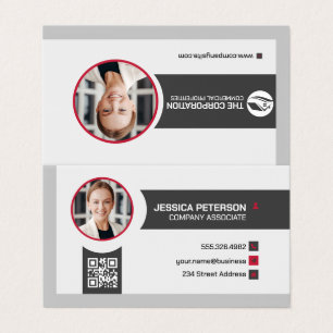 Business Woman Smiling Företag QR-kod Visitkort