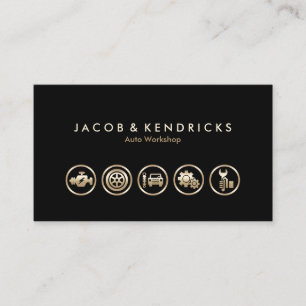 BusinessCard för Guld-ikoner för automatisk worksh Visitkort