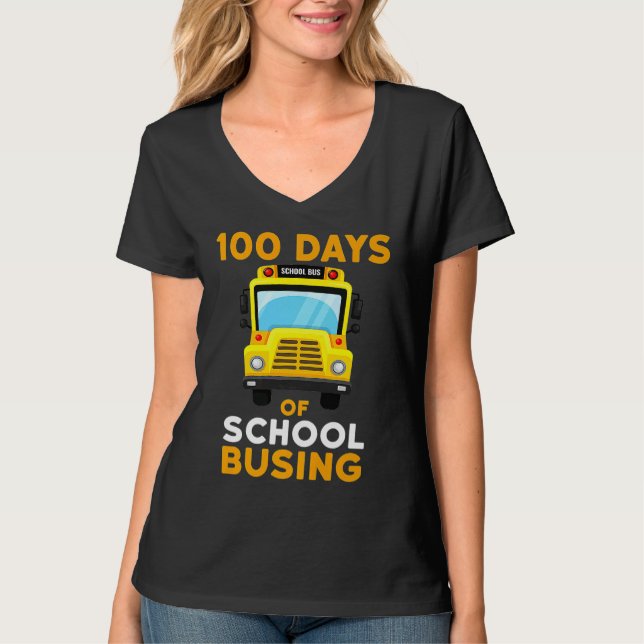Busing School Bus Driver 100 Days Of School Boys G T Shirt (Framsida)