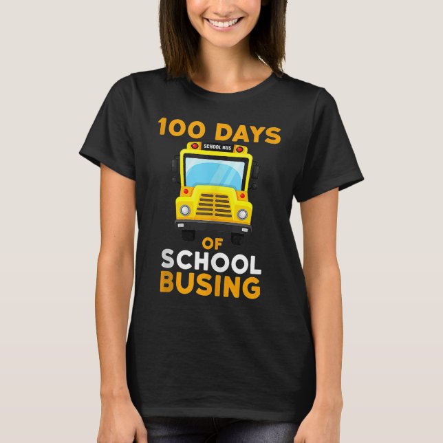 Busing School Bus Driver 100 Days Of School Boys G T Shirt (Framsida)