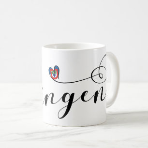 Büsingen Flagga Heart, Büsingen am Hochrhein Kaffemugg