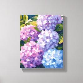 Buske med lila hortensia | Blommarmålning i akvare Canvastryck