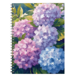 Buske med lila hortensia | Blommig akvarellmålning Anteckningsbok