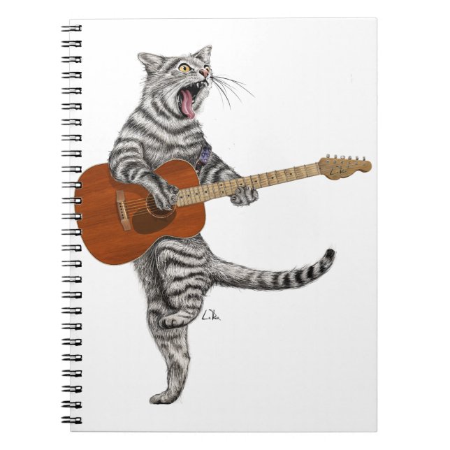 Busker the Cat Guitarist Anteckningsbok (Framsidan)