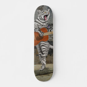 Busker the Guitar Cat Mini Skateboard Bräda 18,5 Cm