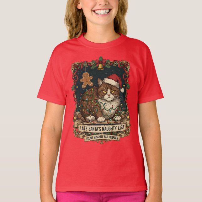 "Buslista" Katt Julhumor. T Shirt (Framsida)