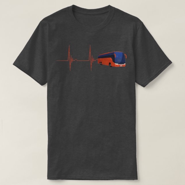 Buss Driver Heartslag EKG Pulse Buss Driving Älska T Shirt (Design framsida)