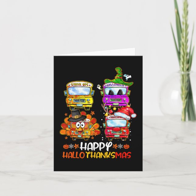 Buss Driver Lycklig Hallothanksmas Thanksgiving Ch Kort (Framsida)