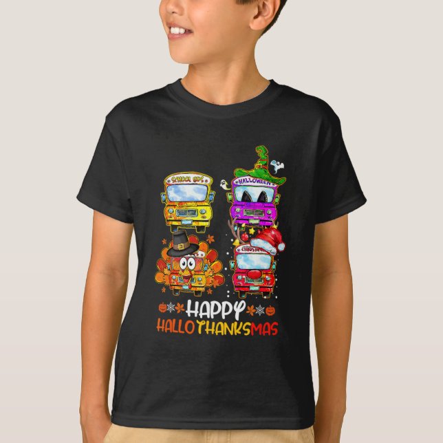 Buss Driver Lycklig Hallothanksmas Thanksgiving Ch T Shirt (Framsida)