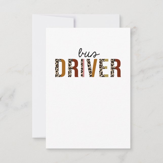 Buss-drivrutin Leopard Print Funny Tack Kort (Framsida)