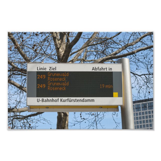 Buss hållplatsskylt i Berlin Fototryck (Framsidan)