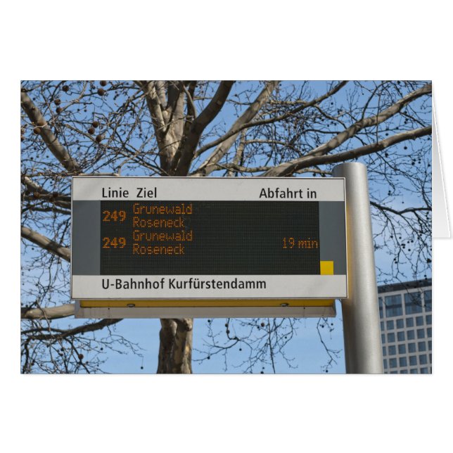 Buss hållplatsskylt i Berlin Hälsningskort (Framsidan Horizontal)