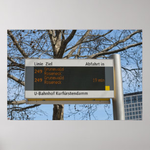 Buss hållplatsskylt i Berlin Poster