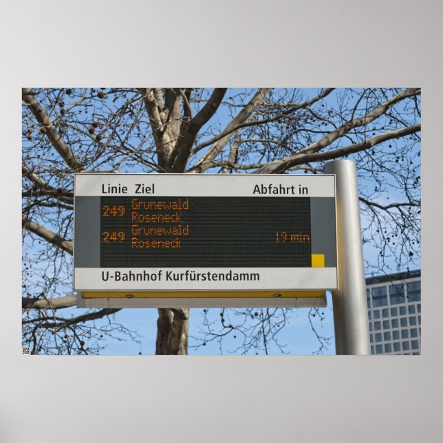 Buss hållplatsskylt i Berlin Poster (Framsidan)