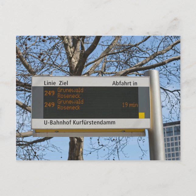 Buss hållplatsskylt i Berlin Vykort (Framsida)