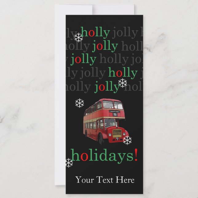 Buss Holly Jolly-kort för dubbla-decker-Helgdag Julkort (Framsida)
