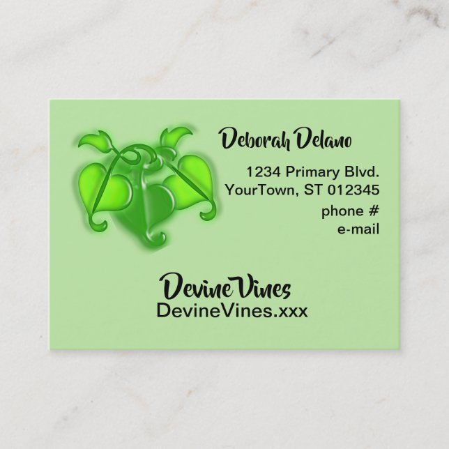 Buss-kort - 3-D Vine Löv Visitkort (Framsida)