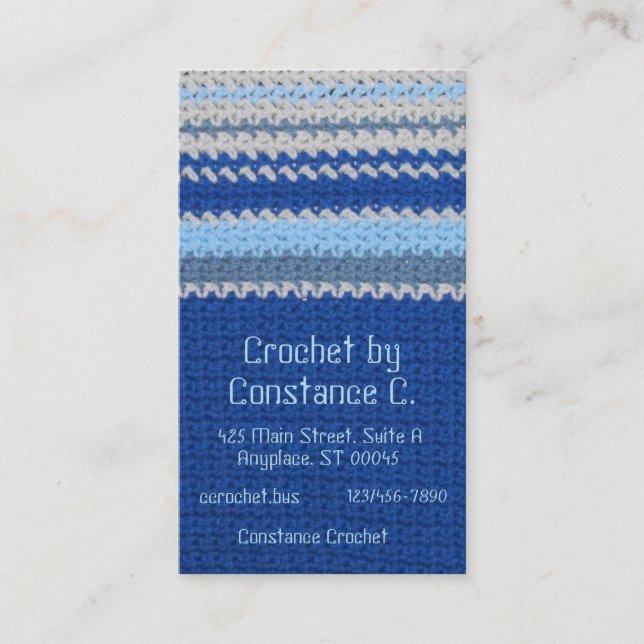 Buss. Kort - Blått och vitt Rand Crochet (Framsida)