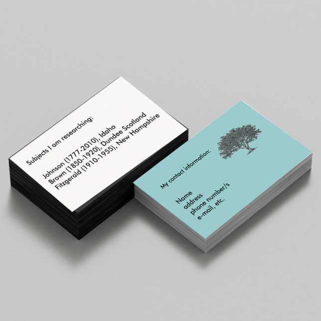 Buss-kort - Genealogiforskning Visitkort (Skapare uppladdad)