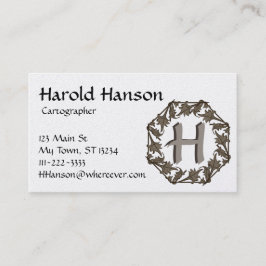 Buss. Kort - Löv i cirkel med monogram