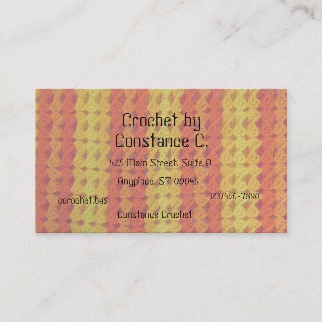 Buss. Kort - Orange och Gult Rand Crochet (Framsida)